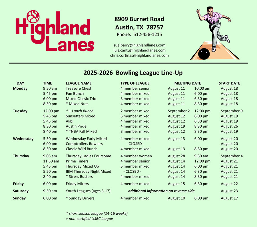 league schedule